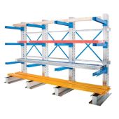 Cantilever Arm Storage Racking - Single Sided with 2x Extensions - Loaded