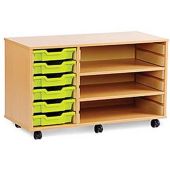 6 Shallow Tray Mobile Shelving Unit - 1030mm Wide