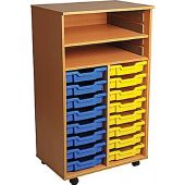Double Bay Mobile Art Storage Unit with 16 Trays