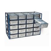 High Density Tote Pan Stacking Racks complete with tote pans