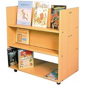 Wooden Double Sided Book Trolley with Angled Shelves